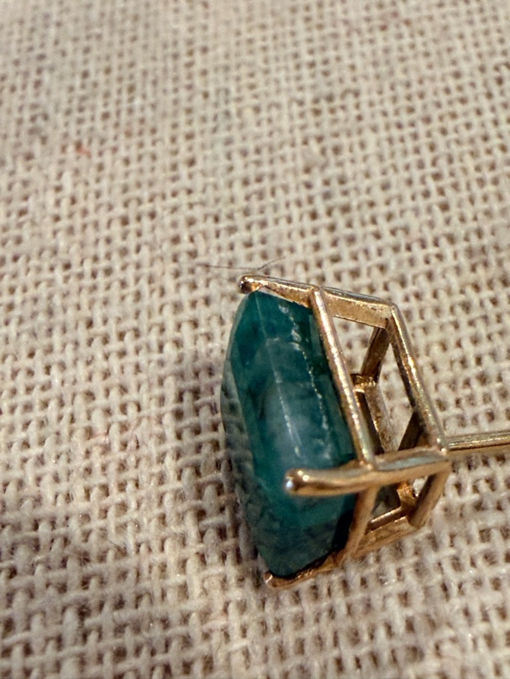 Vintage Emerald Cut Emerald 14K Stud Earrings Dark Green - Picture 7 of 12